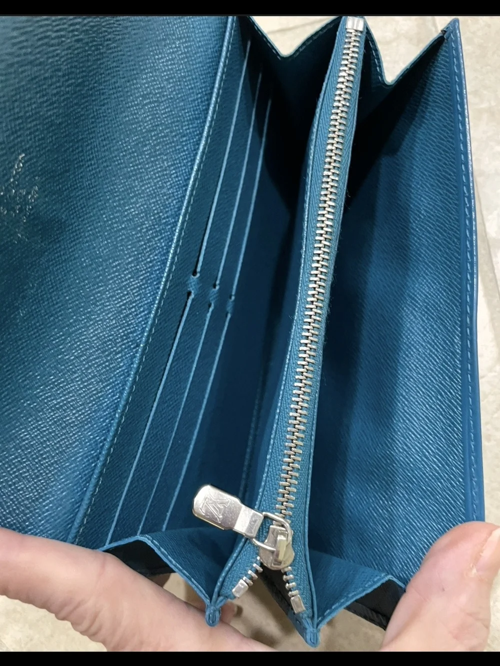 Louis Vuitton Epi Sarah Wallet Toledo Blue Long Wallet